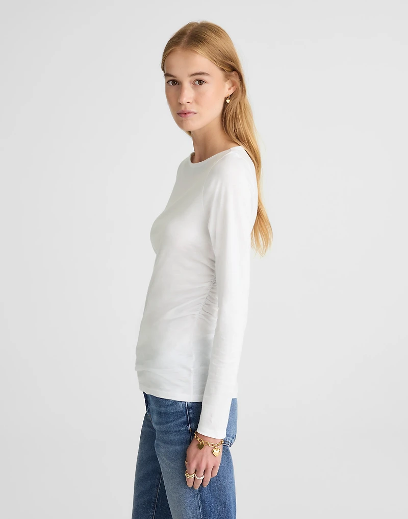 Ruched Crewneck Long-Sleeve Tee Soft Slub | Madewell