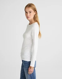 Ruched Crewneck Long-Sleeve Tee Soft Slub | Madewell