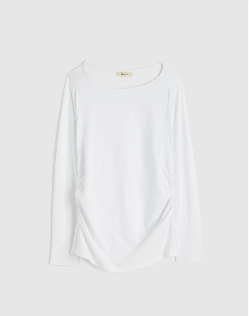 Ruched Crewneck Long-Sleeve Tee Soft Slub | Madewell