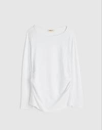 Ruched Crewneck Long-Sleeve Tee Soft Slub | Madewell