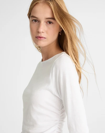 Ruched Crewneck Long-Sleeve Tee | Madewell