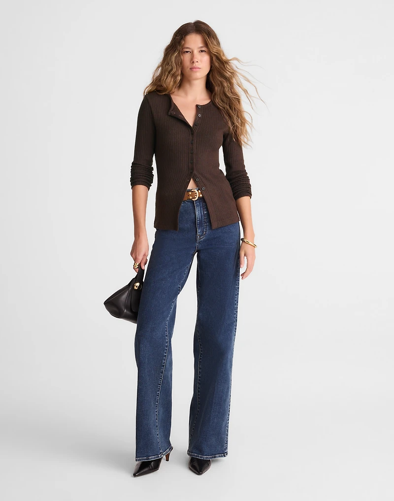 Textural Cutaway Crewneck Cardigan | Madewell
