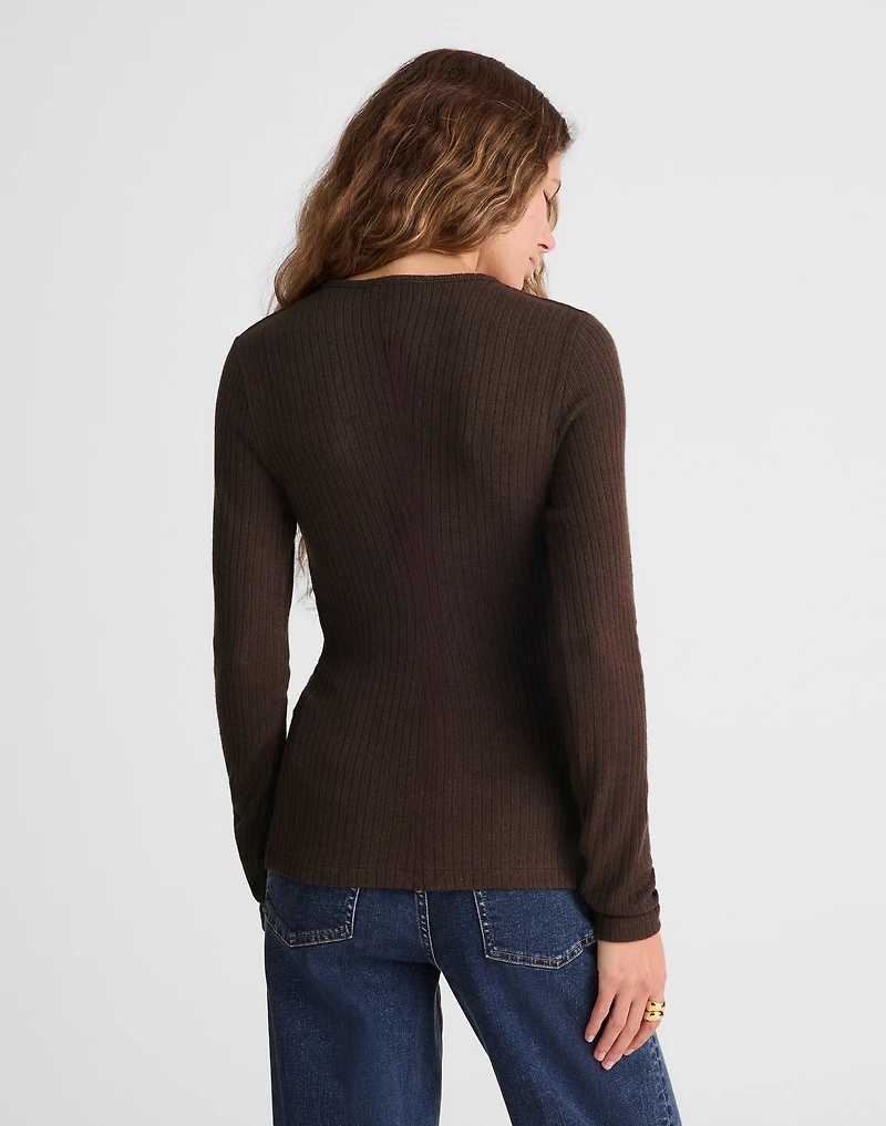 Textural Cutaway Crewneck Cardigan | Madewell