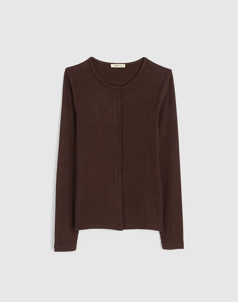 Textural Cutaway Crewneck Cardigan | Madewell