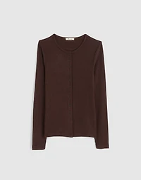 Textural Cutaway Crewneck Cardigan | Madewell