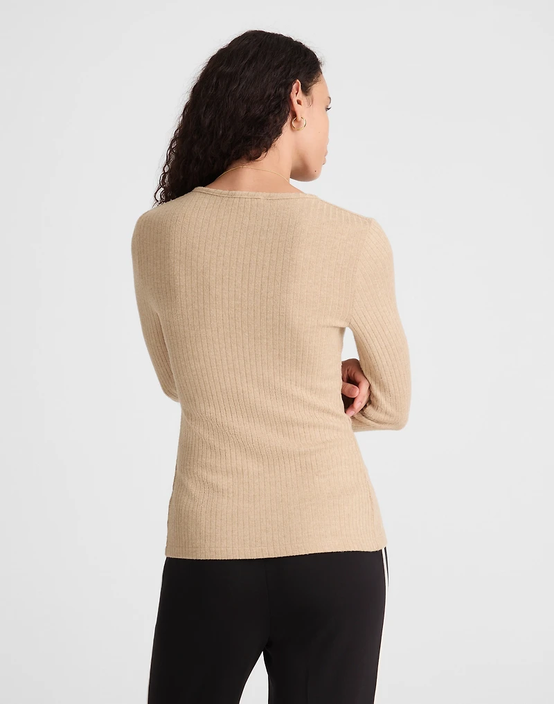 Textural Cutaway Crewneck Cardigan | Madewell