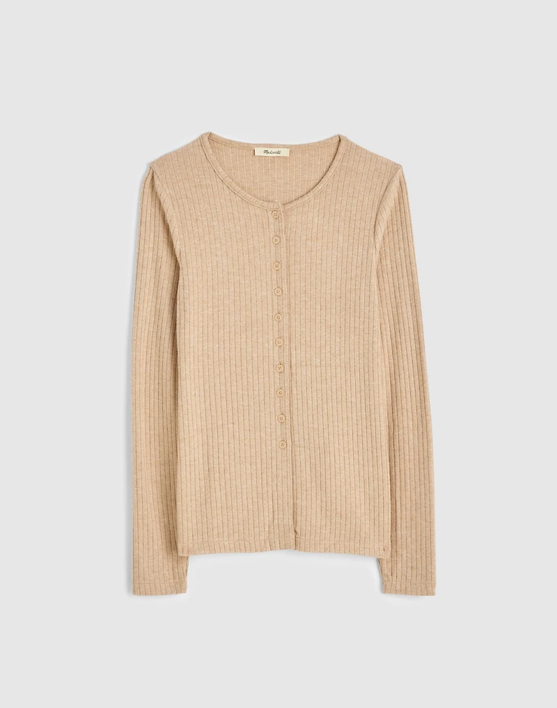 Textural Cutaway Crewneck Cardigan | Madewell