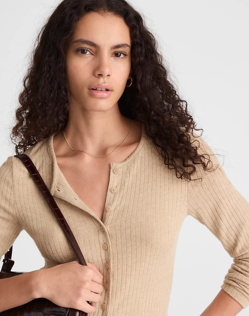 Textural Cutaway Crewneck Cardigan | Madewell