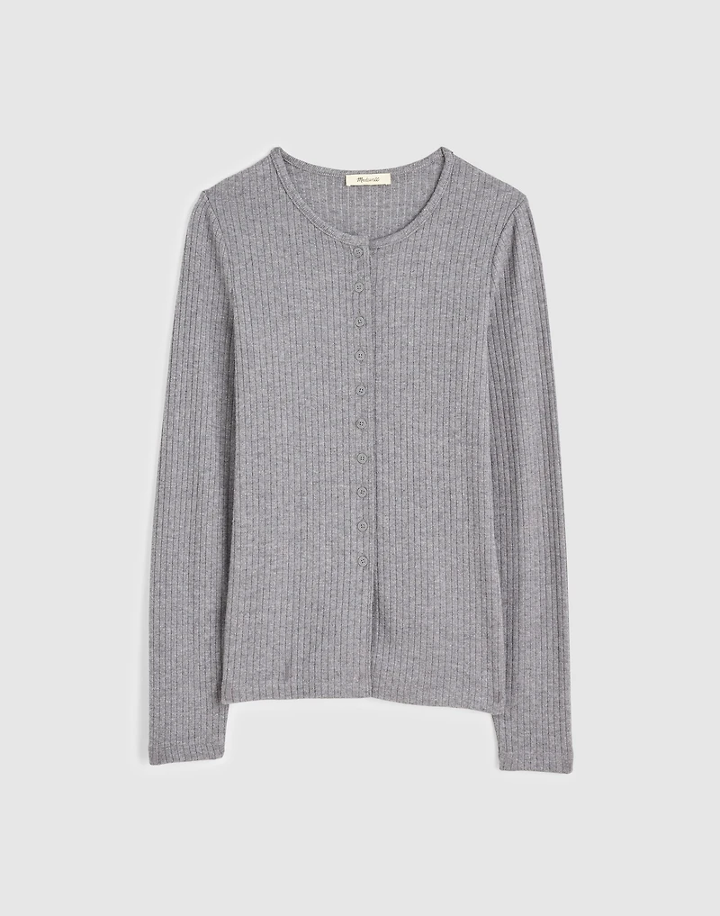 Textural Cutaway Crewneck Cardigan | Madewell