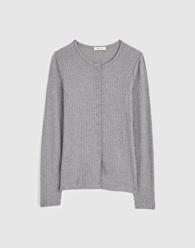 Textural Cutaway Crewneck Cardigan | Madewell