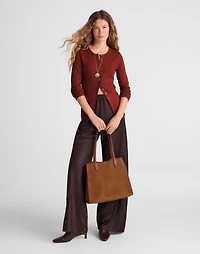 Textural Cutaway Crewneck Cardigan | Madewell
