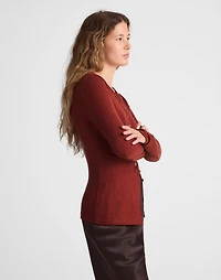 Textural Cutaway Crewneck Cardigan | Madewell