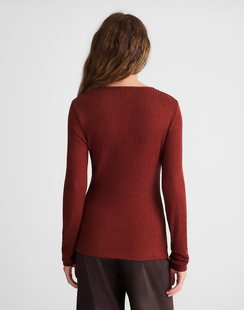 Textural Cutaway Crewneck Cardigan | Madewell