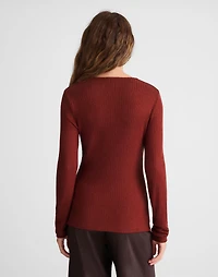 Textural Cutaway Crewneck Cardigan | Madewell
