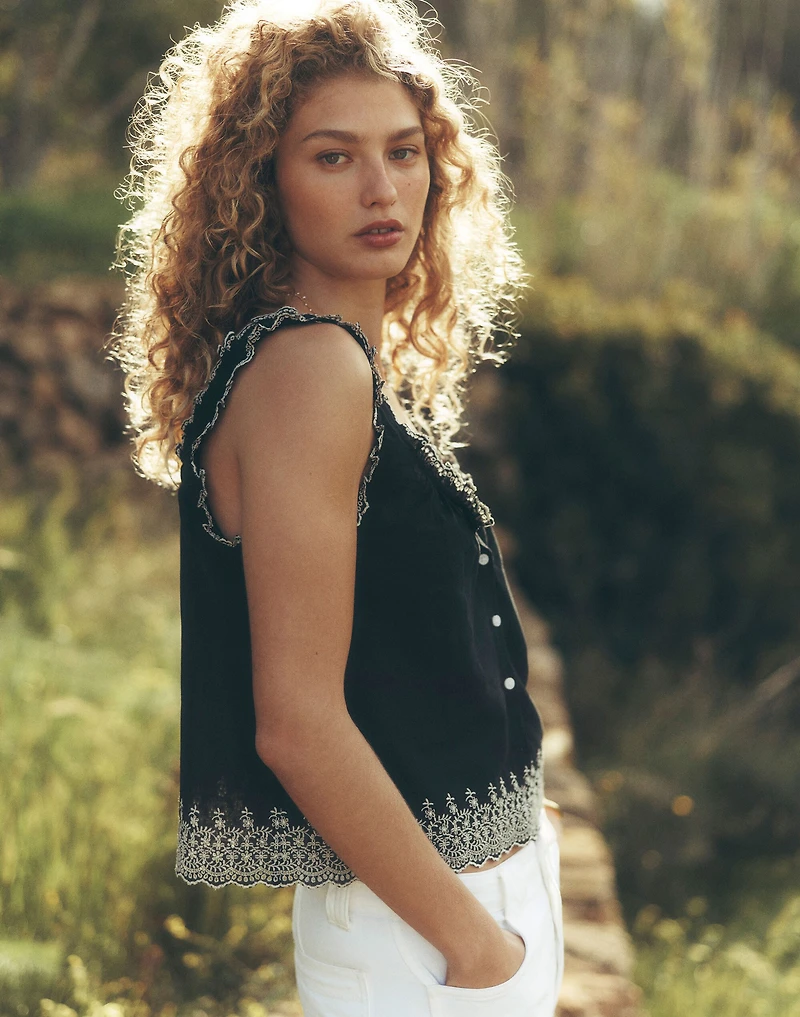 Embroidered Scalloped Tank | Madewell