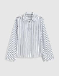 Easy Y-Neck Button-Up Shirt