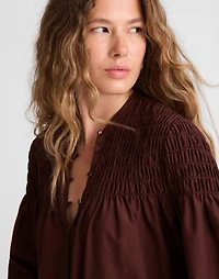 Smocked Top Cotton-Silk Blend | Madewell