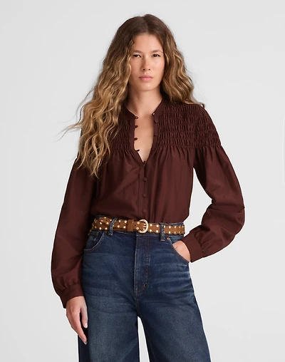 Smocked Top Cotton-Silk Blend | Madewell