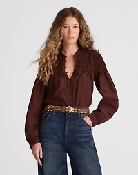 Smocked Top Cotton-Silk Blend | Madewell