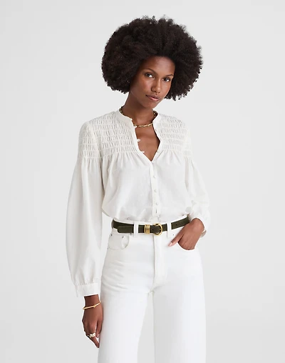 Smocked Top in Cotton-Silk Blend | Madewell