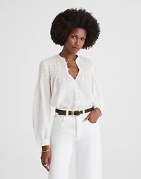 Smocked Top in Cotton-Silk Blend | Madewell