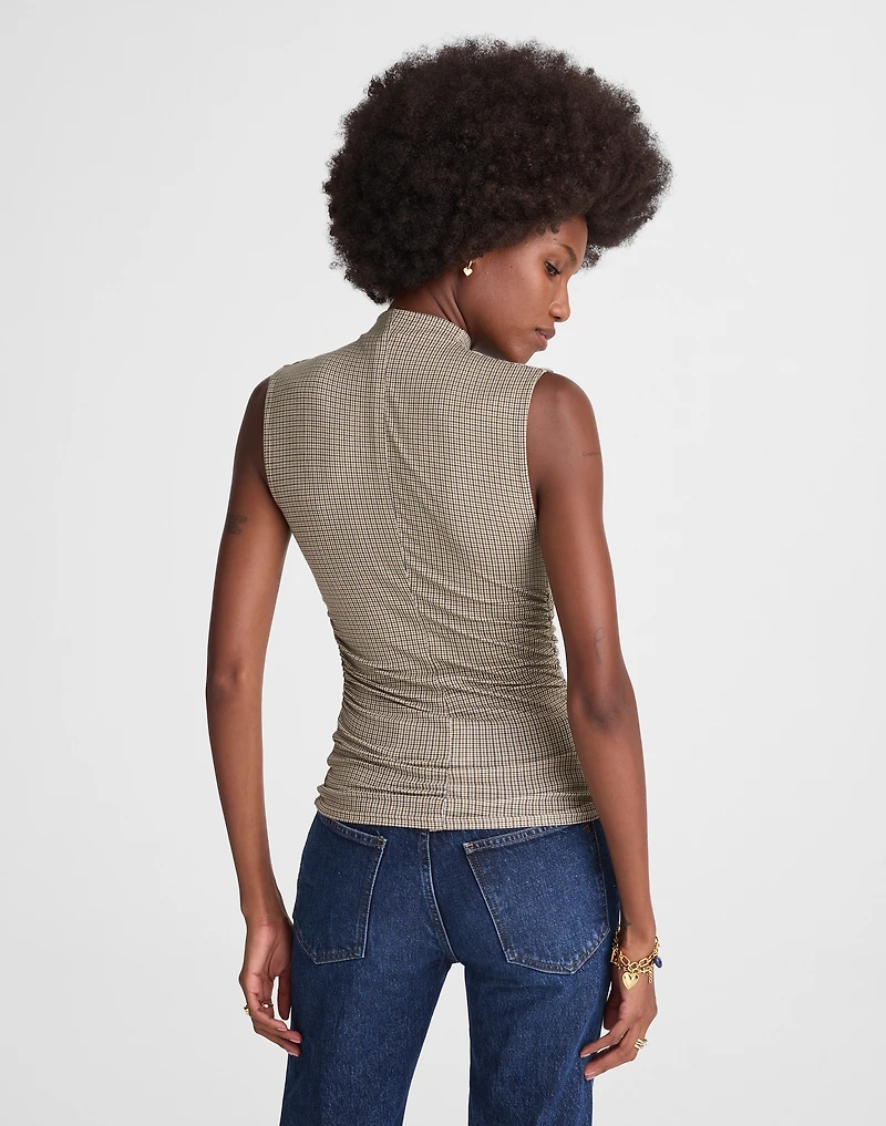 Ruched Mockneck Tank Houndstooth | Madewell