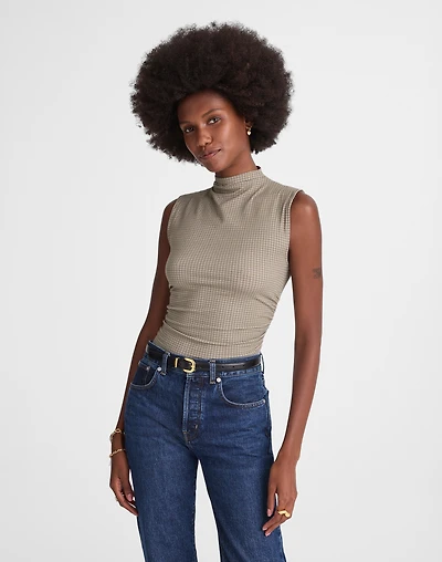 Ruched Mockneck Tank Houndstooth | Madewell
