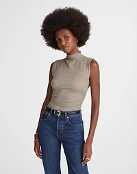Ruched Mockneck Tank Houndstooth | Madewell