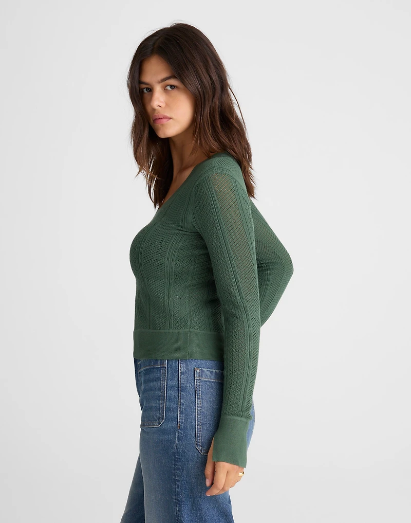 The Signature Knit Lace-Stitch Sweater | Madewell