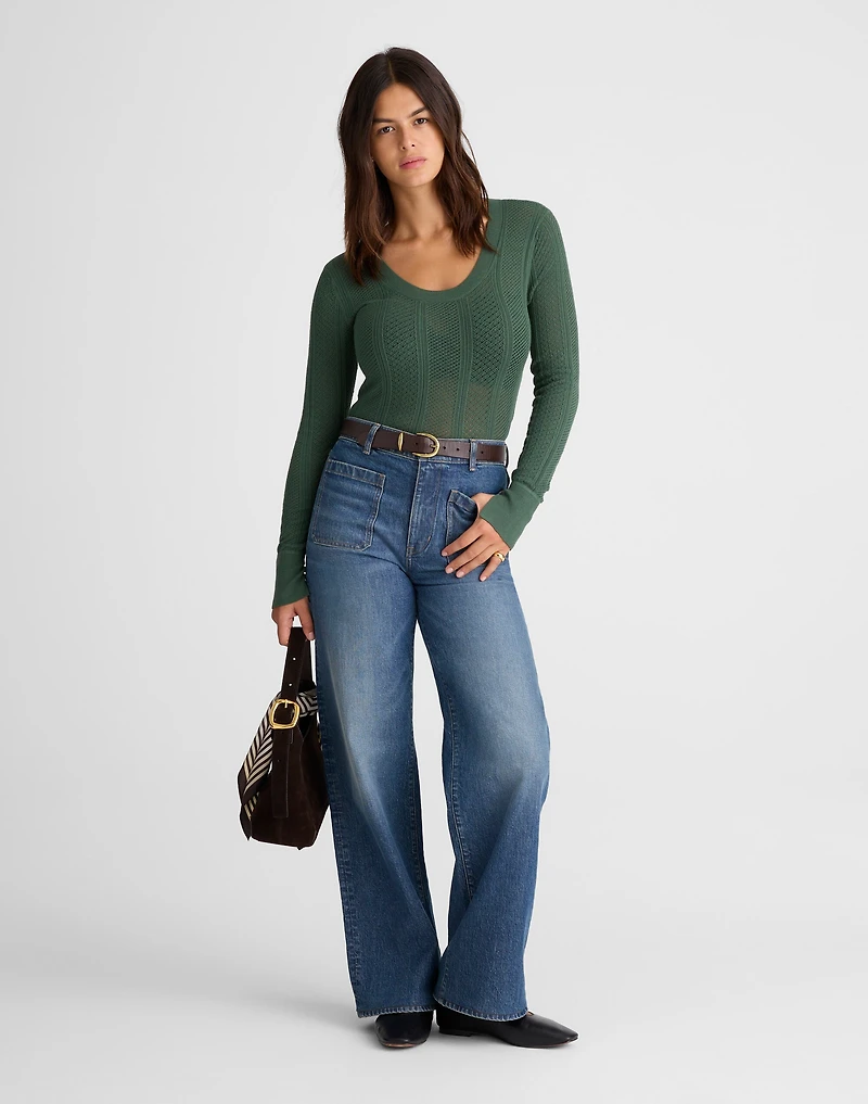 The Signature Knit Lace-Stitch Sweater | Madewell
