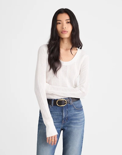 The Signature Knit Lace-Stitch Sweater | Madewell
