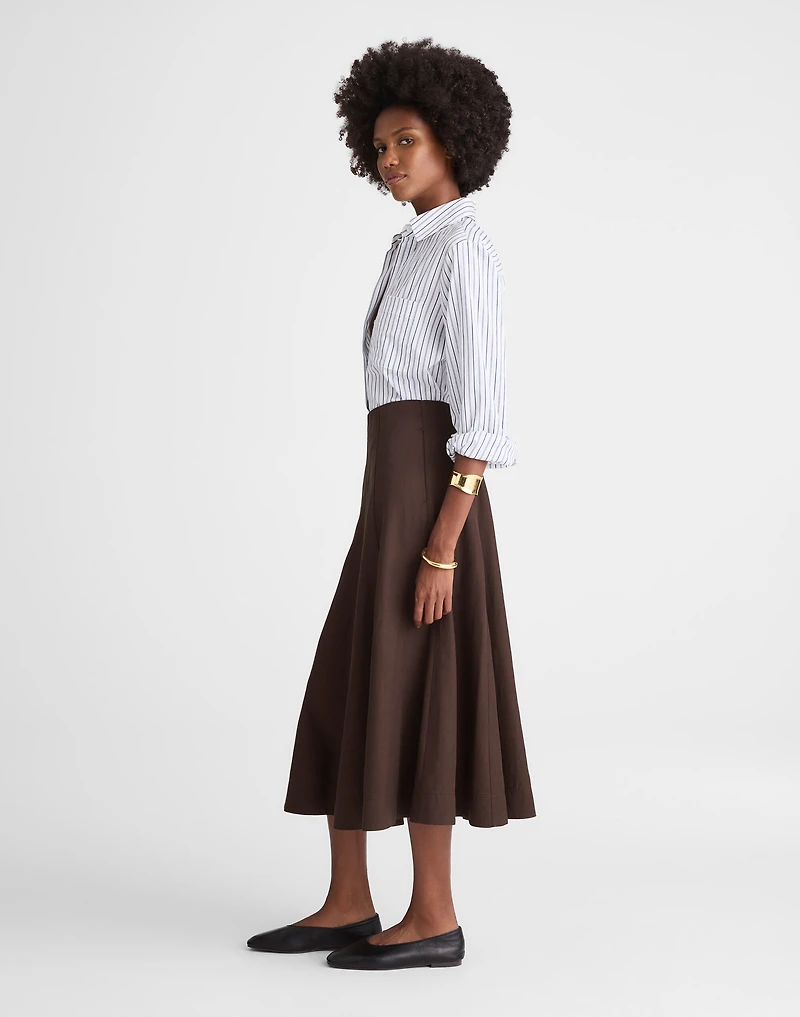 Paneled Midi Skirt in Cotton-Blend Twill | Madewell