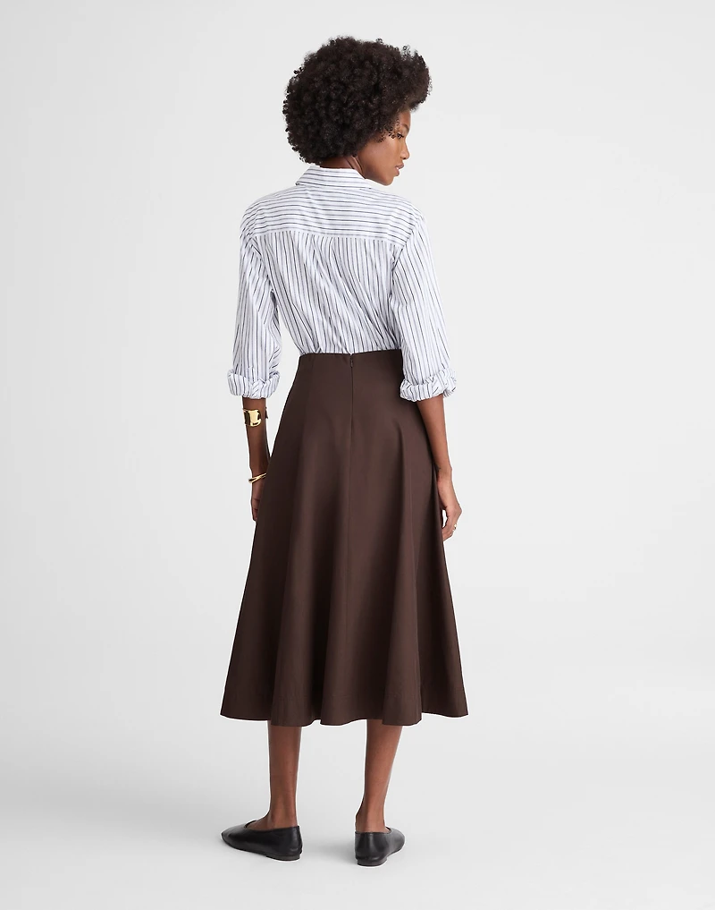 Paneled Midi Skirt in Cotton-Blend Twill | Madewell