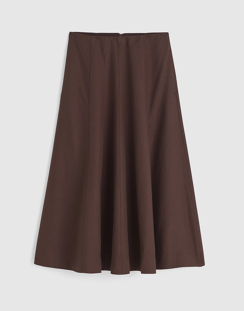 Paneled Midi Skirt Cotton-Blend Twill | Madewell