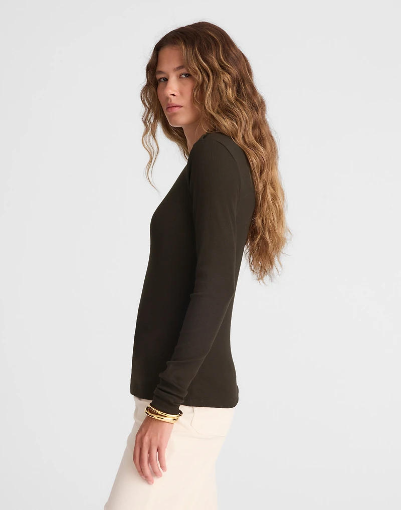 Ribbed Button Crewneck Tee | Madewell