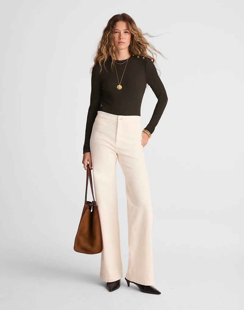 Ribbed Button Crewneck Tee | Madewell