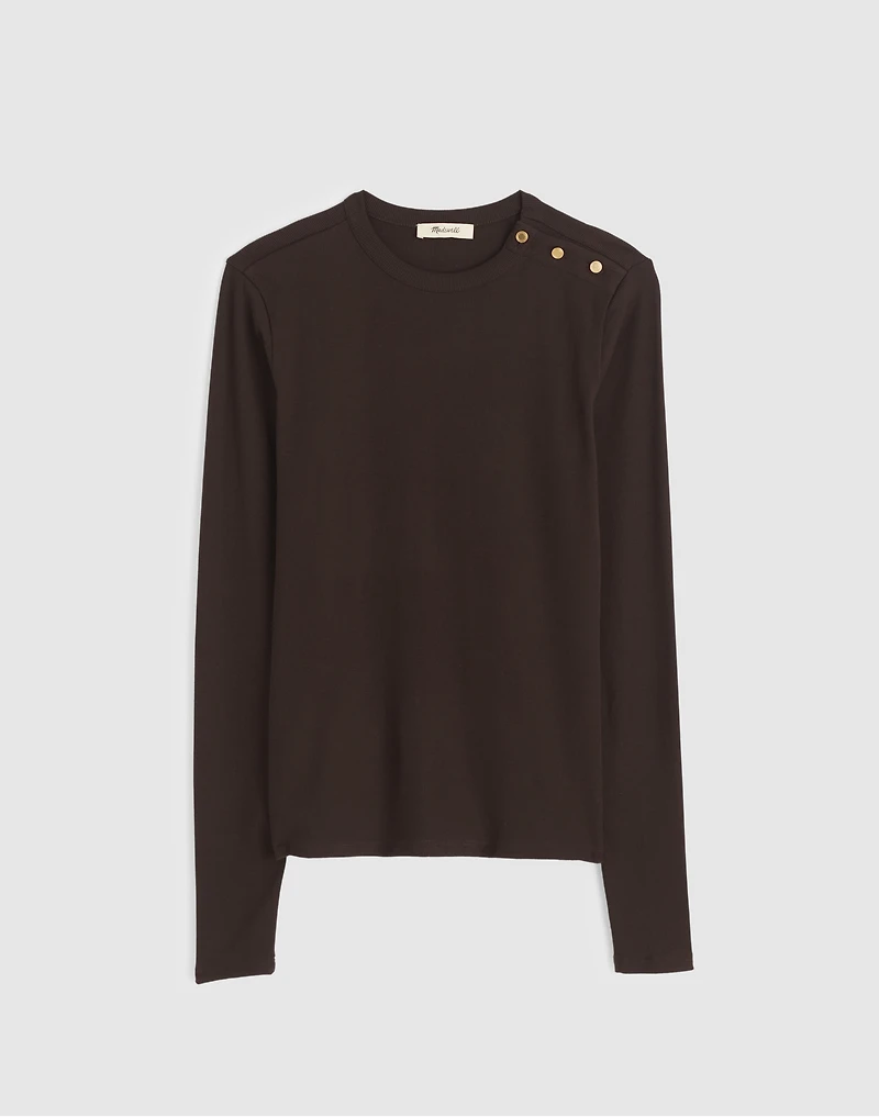 Ribbed Button Crewneck Tee | Madewell