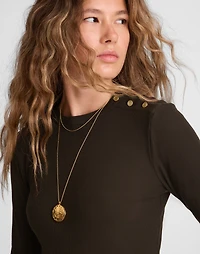 Ribbed Button Crewneck Tee | Madewell
