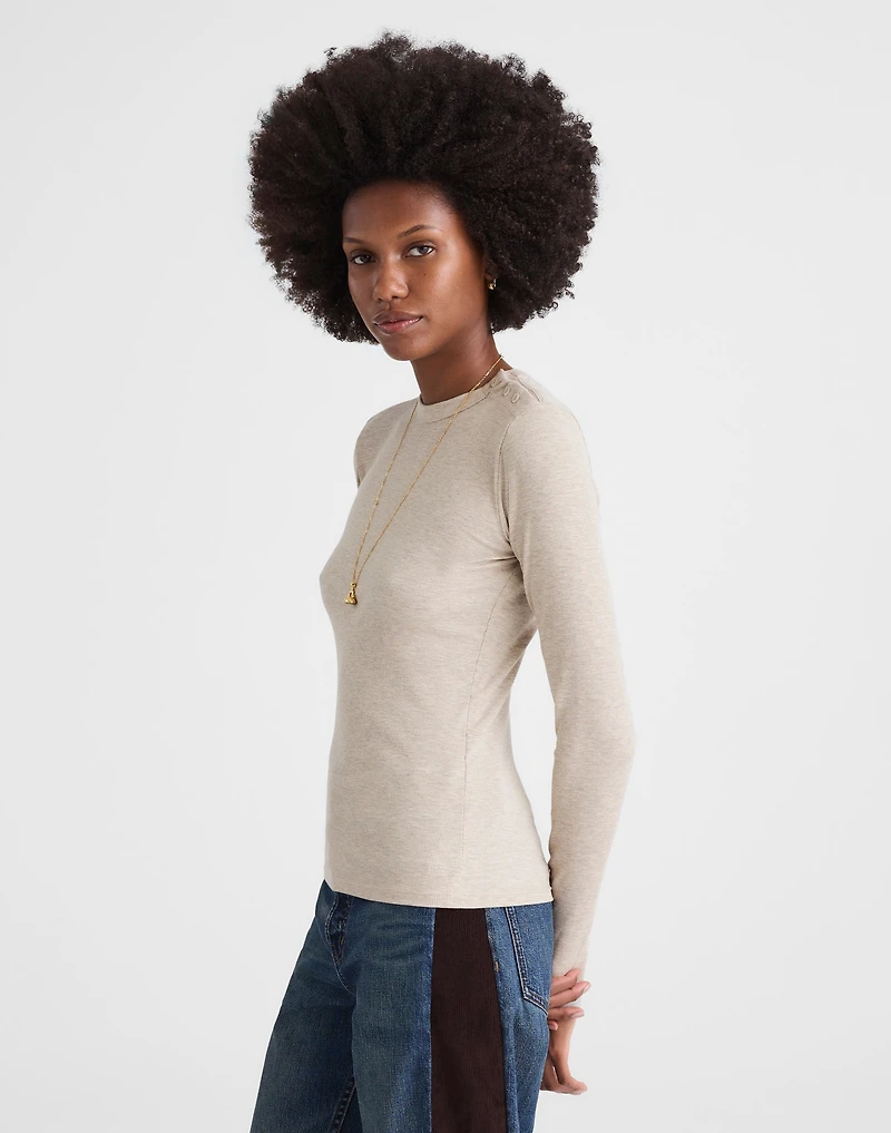 Ribbed Button Crewneck Tee | Madewell