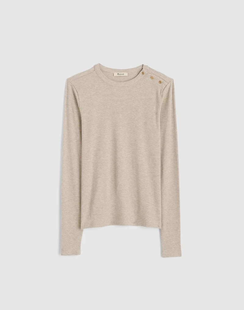 Ribbed Button Crewneck Tee | Madewell