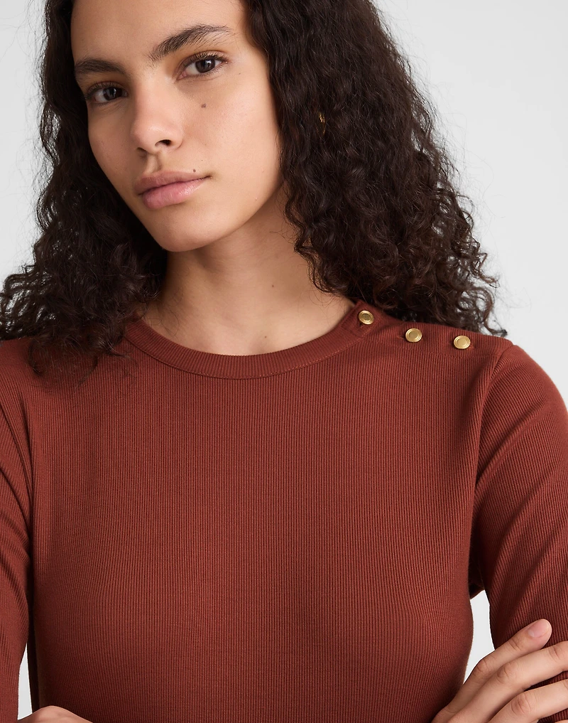 Ribbed Button Crewneck Tee | Madewell