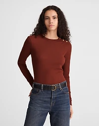 Ribbed Button Crewneck Tee | Madewell