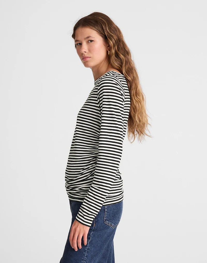 Ruched Crewneck Long-Sleeve Tee Soft Slub | Madewell