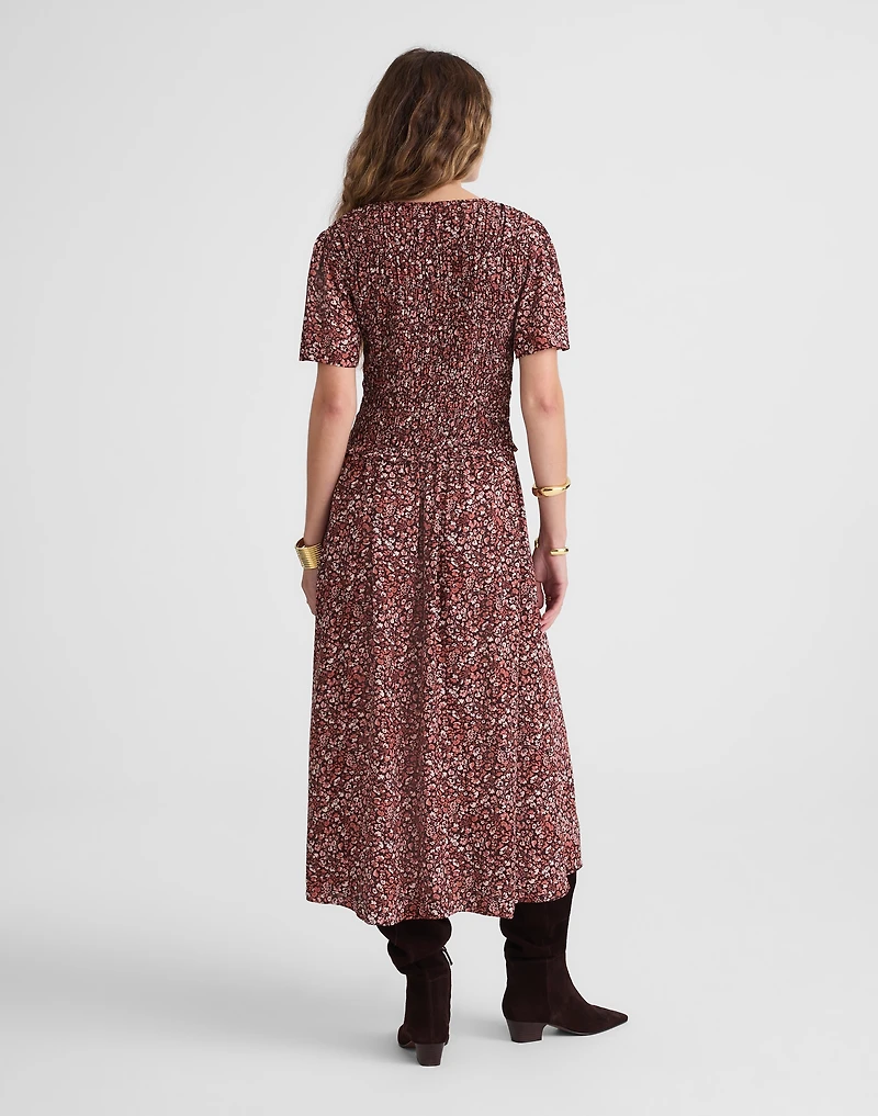 Zip-Front Flutter-Sleeve Midi Dress in Floral | Madewell