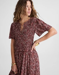 Zip-Front Flutter-Sleeve Midi Dress in Floral | Madewell
