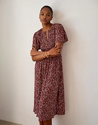 Zip-Front Flutter-Sleeve Midi Dress in Floral | Madewell