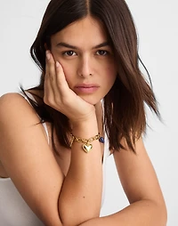 Engine Turned Lapis Heart Charm Bracelet | Madewell