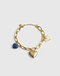 Engine Turned Lapis Heart Charm Bracelet | Madewell
