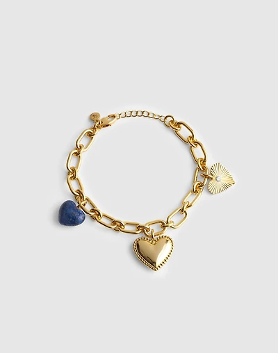 Engine Turned Lapis Heart Charm Bracelet | Madewell