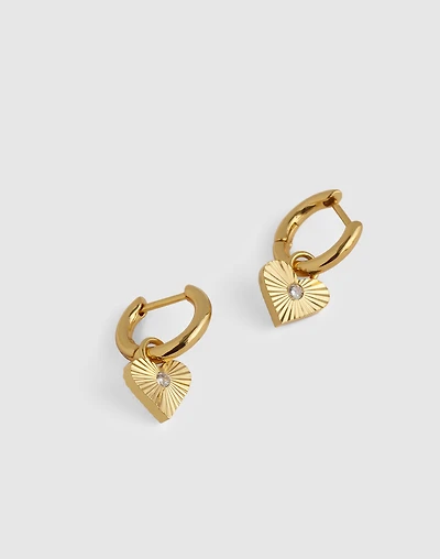 Engine Turned Heart Huggie Hoop Earrings | Madewell